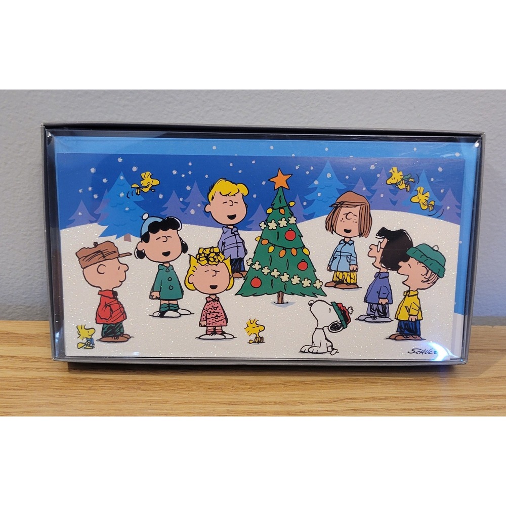 Hallmark Peanuts Gang Christmas Cards 14 Count 15 Env Snoopy Charlie Brown Tree